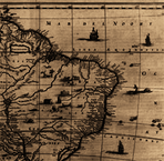 Das Bild zeigt eine historische Landkarte aus der Ausstellung zum 50-jährigen Jubiläum der Landkartensammlung des IAI.