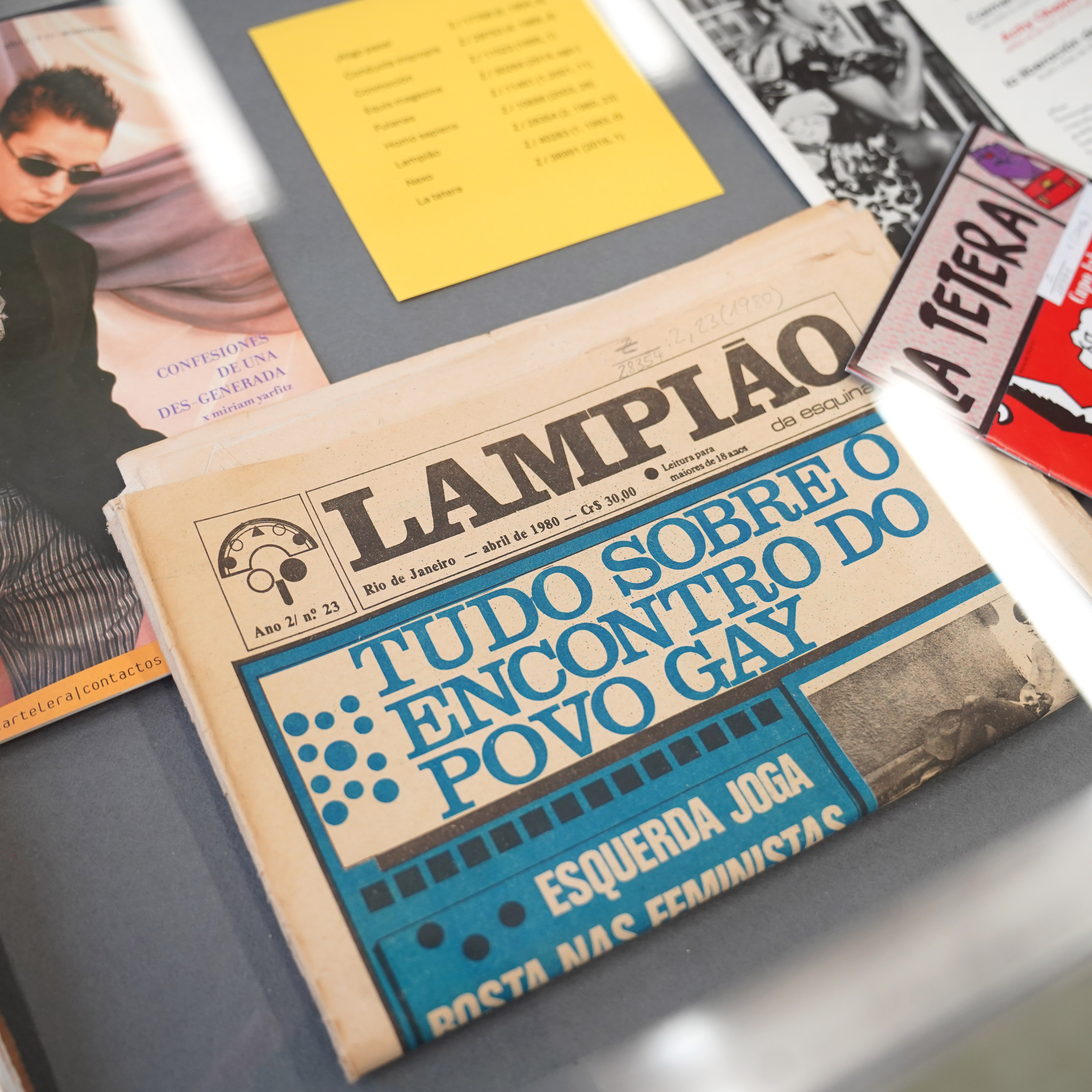 A view inside a display case filled with books (opens enlarged image)