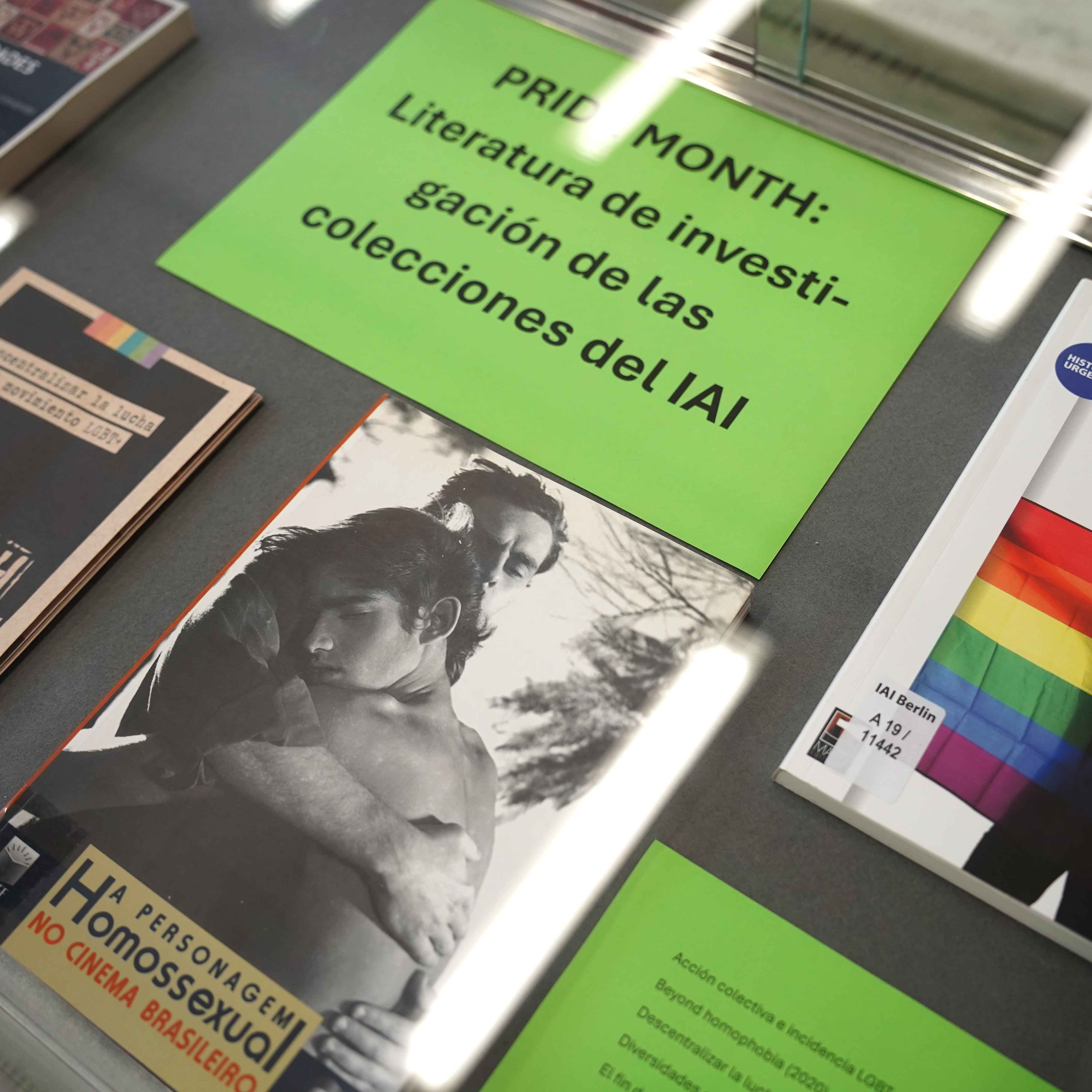 A view inside a display case filled with books (opens enlarged image)