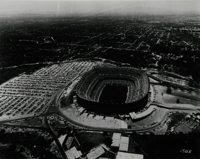 Historische Luftaufnahme vom Stadion Azteca