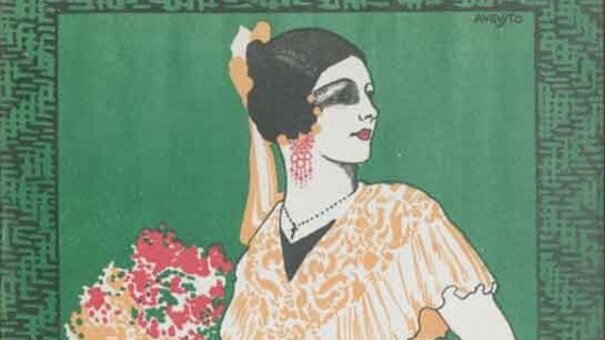 Portada de un libreto con una bailarina de zarzuela