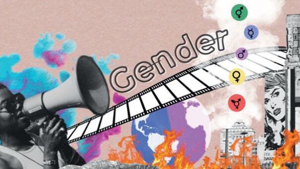 Künstlerische Collage mit einer afro-lateinamerikanischen Frau am Megafon