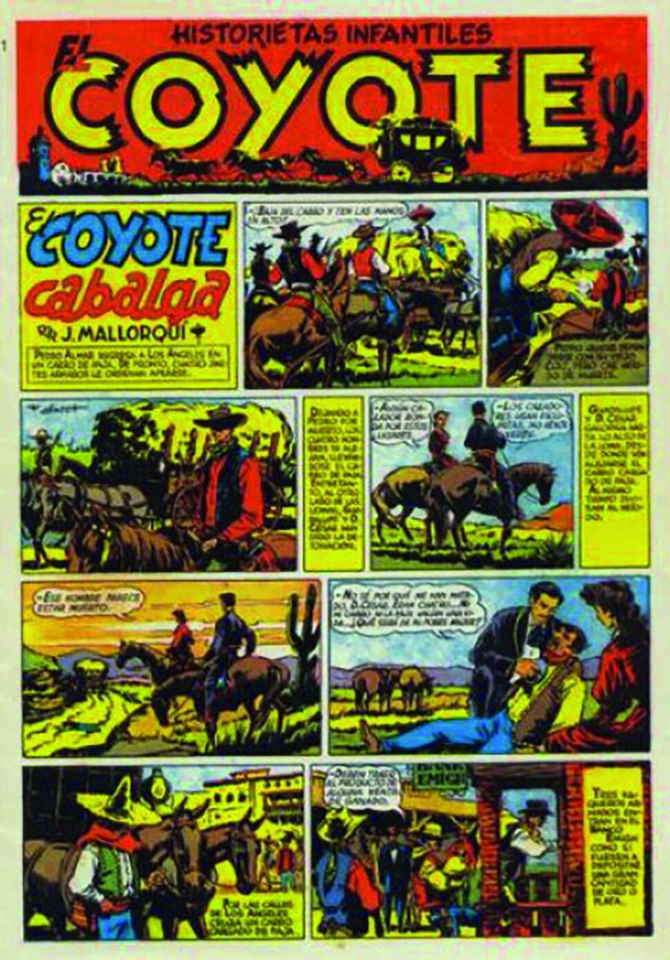First page of the comic strip “El Coyote”