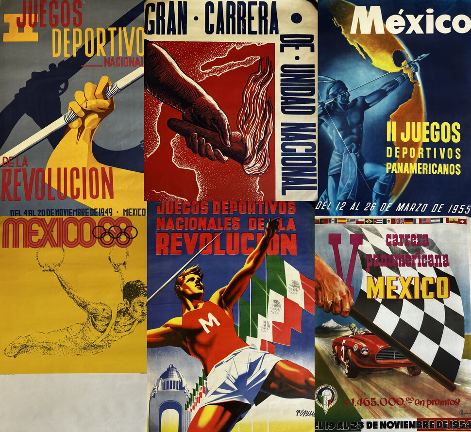 Collage aus 6 Plakaten verschiedener Sportarten