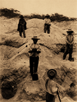 Das Bild stammt aus dem Nachlass von Max Uhle und zeigt einige Männer bei Ausgrabungen in Peru.